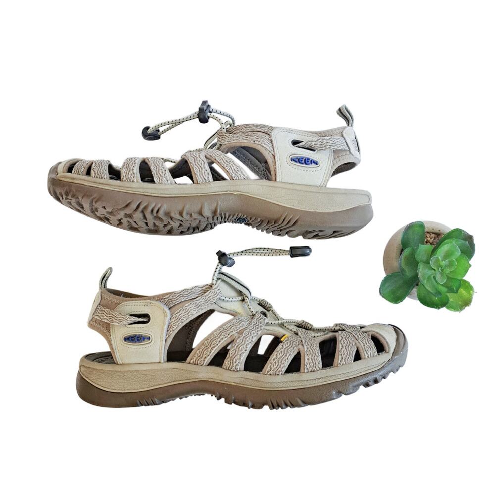 KEEN Women's 9 Whisper Waterproof Hiking Sandal Beige/Tan Print - Picture 2 of 8